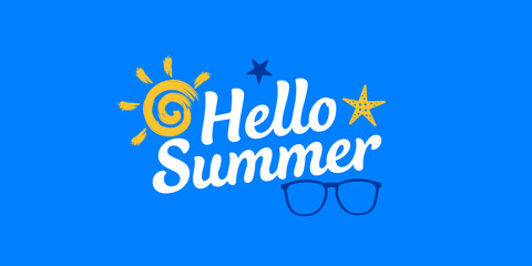 Hello Summer banner. Beach banner