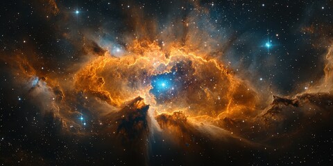 Obraz premium Stunning cosmic clouds illuminated by stars in the vibrant Rosette Nebula during a clear night