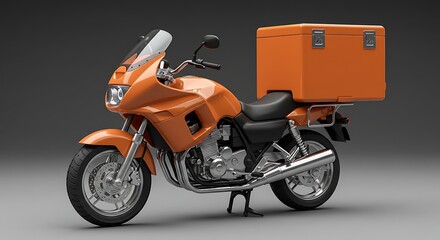 Obraz premium Motorcycle with Delivery Box in Studio Setting for Transport