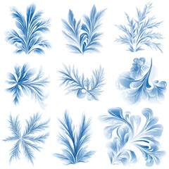 My Simple flat 2D illustration Collection of frost pattern isolated on a transparent background, vector, flat design, animation design, simple flat 2D icon, clipart