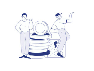 Internet financial management investment flat vector concept operation hand drawn illustration
