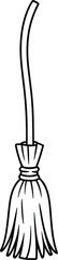 Simple Witch Broom Line Art Vector – Hand-Drawn Magical Tool Illustration