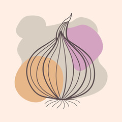 Black silhouette of an onion on a white background 