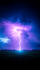 Lightning Storm Over Fields
