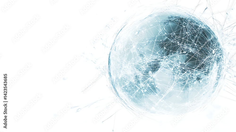 Poster abstract globe with network connections on white background for global communications