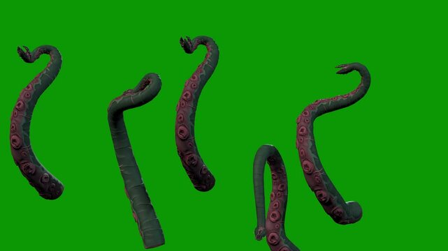 Sea monster Proto Kraken 3D rendering animation on green screen