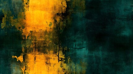 Fototapeta premium Textural interplay of deep teal and vibrant ochre hues.