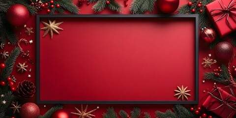 Red�Christmas�template for design with a festive frame.
