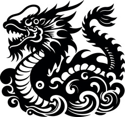 Dark Leviathan Silhouette Moving Through Deep Ocean Bold and Mysterious Design