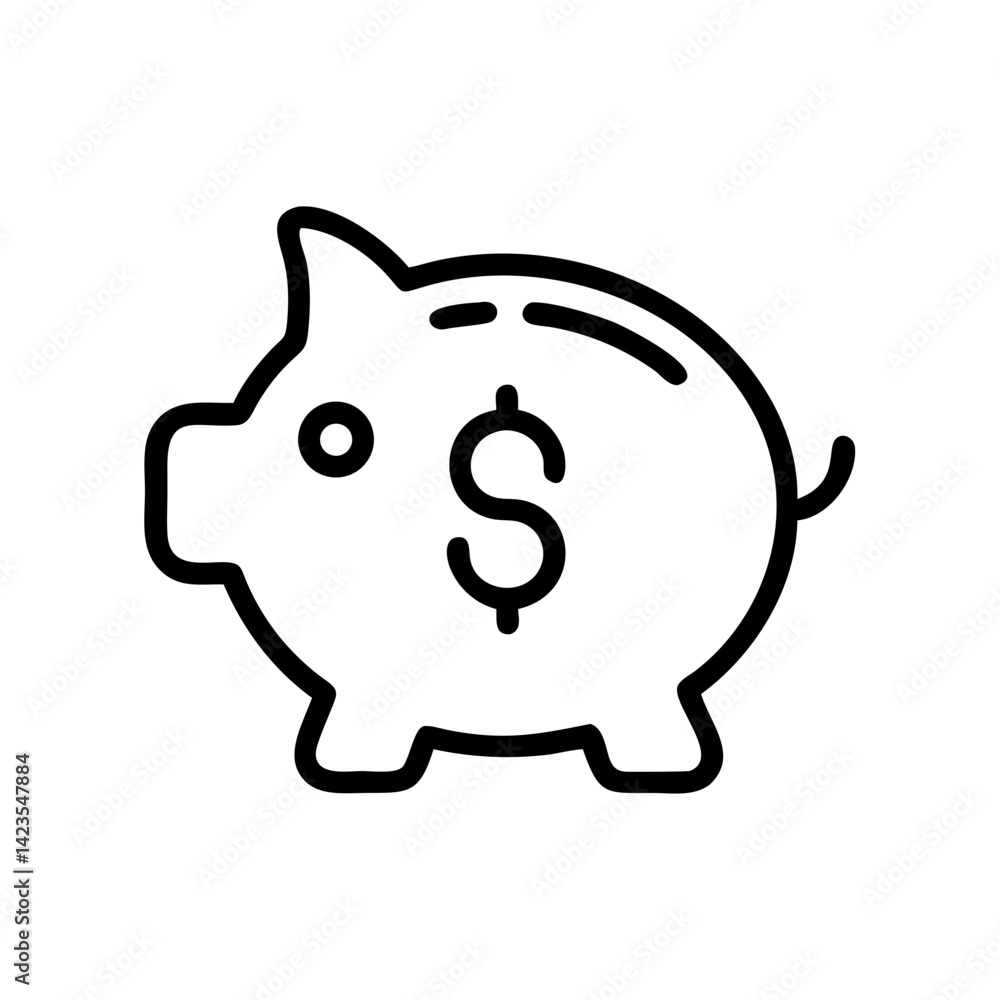 Poster save money icon on transparent background flat vector icon for apps and websites