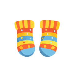 A Simple flat 2D icon baby socks isolated on a transparent background, vector, flat design, animation design, simple flat 2D icon, minimalist design, clipart, illustration