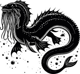 Editable Leviathan Silhouette Vector Epic Sea Creature for Designers and Illustrators