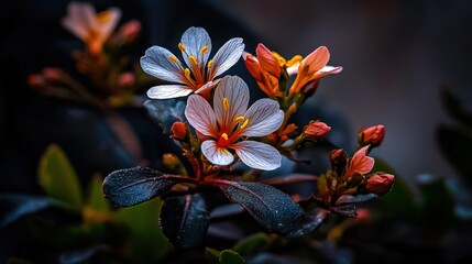 Fototapeta premium Close-up beauty of flora delicate blossoms blooming in nature's serene garden photography