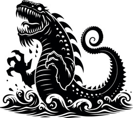 Fantasy Illustration of Leviathan Silhouette