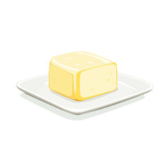 A Simple flat 2D icon of a set of butter dish isolated on a transparent background, vector, flat design, animation design, simple flat 2D icon, minimalist