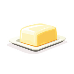 A Simple flat 2D icon, breakfast butter dish isolated on a transparent background, vector, flat design, animation design, simple flat 2D icon, minimalist design, clipart, illustration