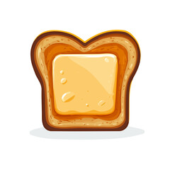 A Simple flat 2D icon of a set of buttered toast isolated on a transparent background, vector, flat design, animation design, simple flat 2D icon, minimalist
