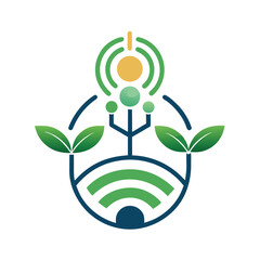 Innovative abstract minimalist logo symbolizing cellular agriculture and sustainable farming practices for future food security