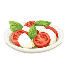 A Simple flat 2D icon of caprese salad isolated on a transparent background, vector, flat design, animation design, simple flat 2D icon, minimalist design, clipart, illustration