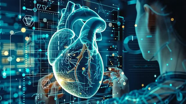 Exploring the intersection of technology and biology in a futuristic heart visualization experience Generative AI