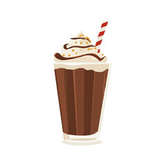 A Simple flat 2D icon of a chocolate milkshake set isolated on a transparent background, vector, eps, flat design, animation design, simple flat 2D icon, minimalist design, clipart, illustration