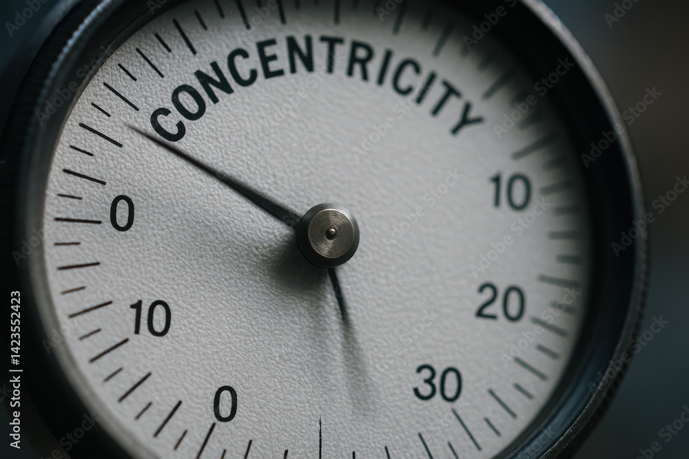 Poster precision instrument measures concentricity in workshop setting, showcasing importance of accuracy i