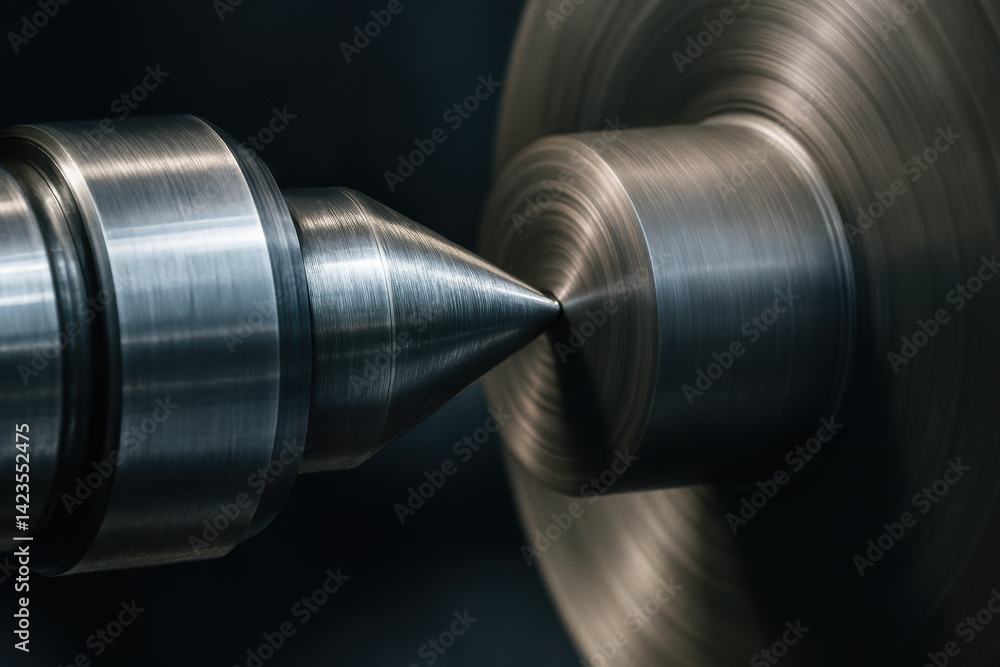 Aufkleber precision lathe in workshop setting showcases intricate details of metalworking. shop environment en