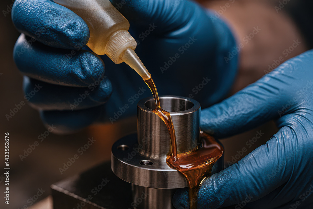 Poster maintaining lathe in shop involves careful application of oil to ensure smooth operation and longevi