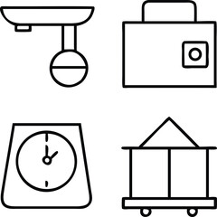 Scale Line Icon Set | Justice, Balance, Weight & Measurement Symbol Vector Art EPS Format