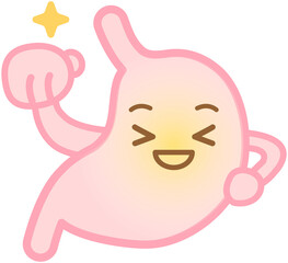 Cartoon stomach illustration - happy and healthy stomach