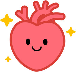 Heart organ icon - healthy smiling heart in cartoon style