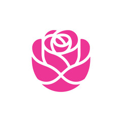 Pink Rose Vector Icon Isolated on White Background
