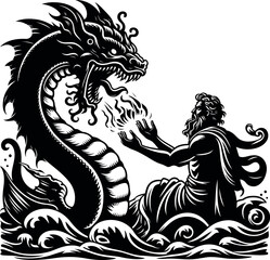 Silhouette of Leviathan With Massive Tail Sea Monster Art for Graphic Designers