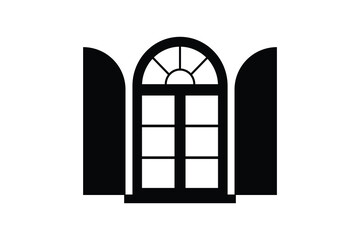 Simple window art silhouettes vector with white background