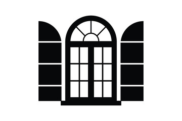 Simple window art silhouettes vector with white background