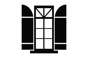 Simple window art silhouettes vector with white background