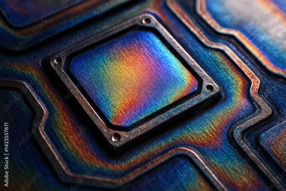 Poster close up view of metallic surface showcasing intricate patterns and unique sheen, perfect for lathe 