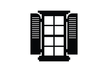 Simple window art silhouettes vector with white background