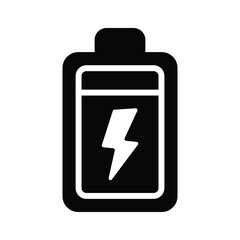 Modern glyph style icon showing charging battery with bolt sign