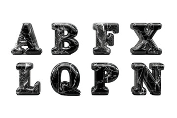 single "alphabet" made of glossy black marble with subtle 