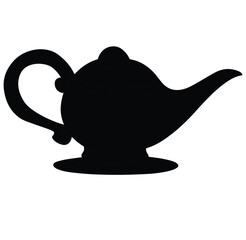 Cute cartoon hand drawn vector Genie Lamp silhouette.