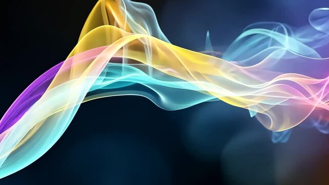 Fluent Blue Pink Yellow Ribbon Fluid Motion Background