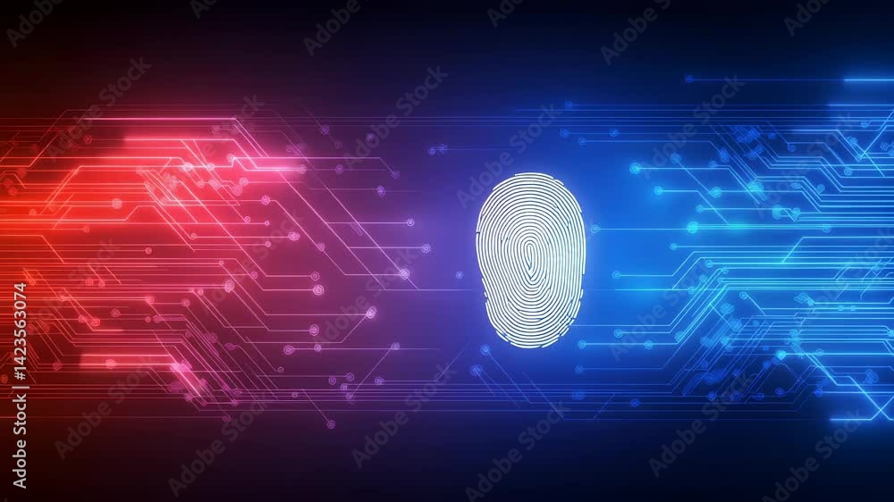 Poster digital fingerprint on circuit background