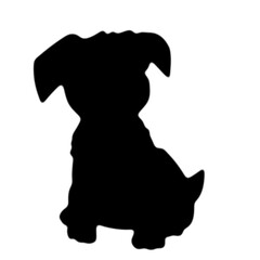 a puppy dog sitting black silhouette illustration