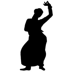 a woman dancing indian classical dance traditionalblack silhouette illustration