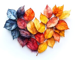 Fototapeta premium Watercolor Maple Leaves in a Heart Shape