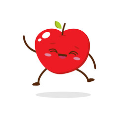 Happy Apple Character Jumping – Cute Fruit Mascot Illustration