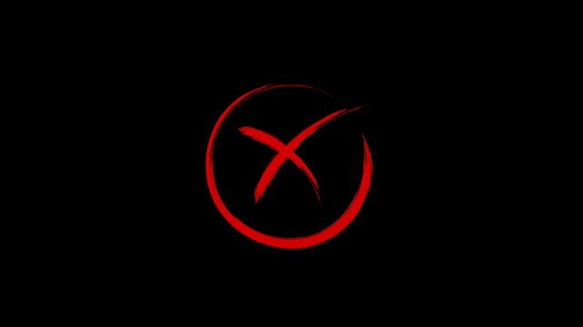 Hand-drawn right and wrong animation background video with alpha channel, green checkmark, and red cross icons, as well as a hand-drawn tick, cross-check mark icon animation video.