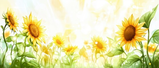 Obraz premium Vibrant Sunflowers in a Summer Field