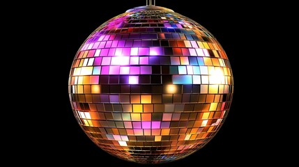 Vibrant disco ball casting colorful reflections, celebrating dynamic energy and abstract party vibes